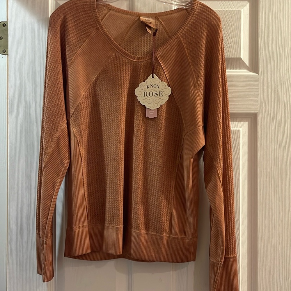 Women long sleeve blouse tan color